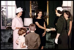 Jacqueline Kennedy greets the wives of astronauts, America's newest heroes and explorers, in the Green Room May 8, 1961.