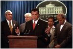  Homeland Security Adviser Tom Ridge holds a press conference during a homeland security briefing October 22, 2001. 