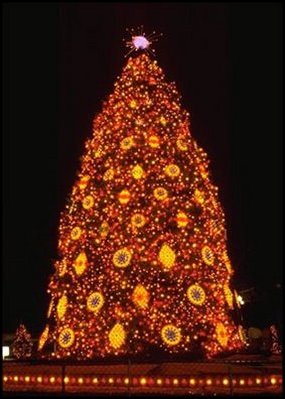 The 1993 tree was lit with large diamond-shaped and round lights that resembled ornaments. 