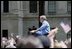 President George W. Bush delivers remarks at the Fourth of July Celebration in Charleston, West Virginia on Independence Day, 2004.