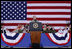 President George W. Bush addresses his remarks Wednesday, July 4, 2007, during a Fourth of July visit with members of the West Virginia Air National Guard 167th Airlift Wing and their family members in Martinsburg, W. Va. President Bush thanked all the operational units of the West Virginia National Guard for their service. White House photo by Chris Greenberg