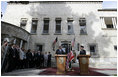 President George W. Bush and President Hamid Karzai of Afghanistan hold a press availability Wednesday, March 1, 2006, in Kabul during a stop en route to India. President Bush told President Karzai that he hoped "the people of Afghanistan understand that as democracy takes hold, you're inspiring others. And that inspiration will cause others to demand their freedom."