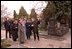 Laura Bush and her staff tour the historic cemetery of the Church of Saints Peter and Paul. The cemetery is known as the burial site of many prominent Czechs, such as the composer Dvorak, as well as the site for a notable collection of sculptural art. White House photo by Susan Sterner.