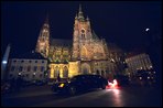 The Presidential limo pulls through the courtyard of Prague Castle following the NATO Summit dinner Thursday, Nov. 21, 2002. White House photo by Paul Morse. 