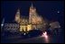 The Presidential limo pulls through the courtyard of Prague Castle following the NATO Summit dinner Thursday, Nov. 21, 2002. White House photo by Paul Morse. 