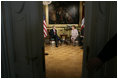 President George W. Bush and Latvia's President Vaira Vike-Freiberga meet at Riga Castle in Riga, Latvia, Saturday, May 7, 2005.