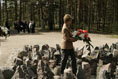 Laura Bush lays flowers at the Rumbula Holocaust Memorial in Riga, Latvia, Saturday, May 7, 2005.