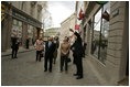 Laura Bush takes a walking tour of Riga, Latvia, Saturday, May 7, 2005.