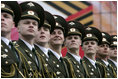 Russian soldiers march through Moscow's Red Square, Monday, May 9, 2005, during a parade commemorating the 60th Anniversary of the end of World War II.