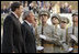 Troops stand at attention as President George W. Bush and Georgian President Mikhail Saakashvili  review the troops during an arrival ceremony  in Tiblisi Tuesday, May 10, 2005.