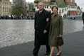 President George W. Bush and Laura Bush enter Moscow's Red Square before the start of a military parade honoring the 60th anniversary of the end of World War II Monday, May 9, 2005.