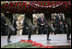 Commemorating the 60th Anniversary of the end of World War II, President George W. Bush and Laura Bush join world leaders in a wreath laying ceremony at the Tomb of the Unknown Soldier at the Kremlin wall Monday, May 9, 2005.