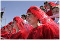 Georgian children in traditional dress join thousands of people gathered in Freedom Square to hear President Bush speak the President's in Tbilisi, Georgia, Tuesday, May 10, 2005. 