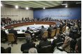 President George W. Bush meets with the NATO-Ukraine Commission at NATO Headquarters, Brussels, Belgium, Tuesday Feb. 22, 2005. 