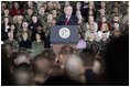 President George W. Bush delivers remarks to U.S. Troops at Wiesbaden Army Air Field in Wiesbaden, Germany, Wednesday, Feb. 23, 2005.