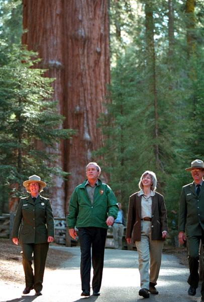 President Bush tours the Giant Forest Museum in Sequoia National Park Wednesday, May 30. White House photo by Paul Morse.