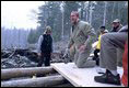 President George W. Bush takes a working tour of The Adirondack Park near Wilmington, NY, Monday, April 22. "We had a great time in the Park, and I want to thank you all very much for giving me the opportunity to hammer and stack, place gravel -- (laughter) -- in a beautiful part of the world. This is quite a sight for a fellow from Texas," said the President in his remarks about Earth Day at Whiteface Mountain Lodge. "We have a duty in our country to make sure our land is preserved, our air is clean, our water is pure, our parks are accessible and open and well- preserved."