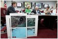 Vice President Dick Cheney participates in a briefing with, federal, state and local officials at the Texas State Operations Center in Austin, Texas before visiting the Austin Convention Center Saturday, September 10, 2005. Texas Senator Kay Bailey Hutchinson and Texas Governor Rick Perry are also pictured.