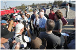 Vice President Dick Cheney and Mrs. Cheney speak to members of the media during a recent visit to the flood ravaged areas of New Orleans, Louisiana Thursday, September 8, 2005, to tour the 17th Street levee repair operations and relief efforts in the wake of Hurricane Katrina.