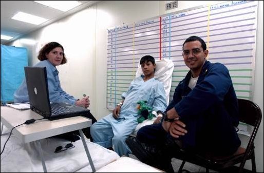 Iraqi civilian being treated on board USNS COMFORT.