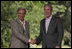 President George W. Bush and President Tabare Vazquez of Uruguay, exchange handshakes Saturday, March 10, 2007, after joint press availability at Estancia Anchorena, where President Bush pledged to work hard for a compassionate and rational immigration law. White House photo by Paul Morse