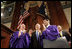 President George W. Bush is greeted to applause as he prepares to address legislators about Social Security at the State House in Columbia, S.C., Monday, April 18, 2005.