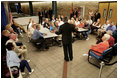 President George W. Bush talks about Social Security issues with a group of seniors Monday, March 21, 2005, at the Morris K. Udall Center in Tucson, Az. The recreation center was the president’s first stop on his Arizona visit.