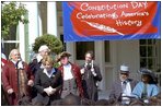 Lynne Cheney welcomes 200 second grade students to the Naval Observatory to celebrate the signing of the U.S. Constitution Sept. 17, 2002. Participating students are from Garrison Elementary, J.O. Wilson Elementary, and the Chamberlain and Woodridge campuses of Friendship-Edison Public Charter Schools.