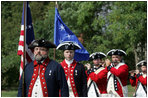 A fief and drum corps band plays during a Constitution Day 2005 celebration at George Washington's Mount Vernon Estate Friday, September 16, 2005. Lynne Cheney hosted a group of fourth graders from local Fairfax County public schools during the event which celebrates the anniversary of the signing of the U.S. Constitution 218 years ago.