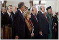 Vice President Dick Cheney and his wife, Lynne, attend the swearing-in ceremony for Afghanistan President Hamid Karzai at Salaam Khana in Kabul, Afghanistan, Dec. 7, 2004. President Karzai is Afghanistan.s first democratically-elected president in Afghanistan's history. Also pictured, from left back, Secretary of Defense Donald Rumsfeld, Afghanistan Vice President Hedayat Amin Arsala, left front; U.S. Ambassador to Afghanistan Zalmay Khalilzad, and Afghanistan President Hamid Karzai, right.