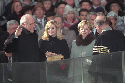 Dick Cheney takes the oath of office, administered by U.S. Supreme Court Chief Justice William Rehnquist, to become Vice President of the United States, January 20, 2001.