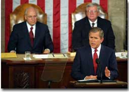 President George W. Bush speaks to a Joint Session of Congress