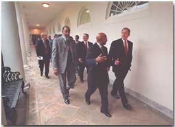  President George W. Bush address African American leaders during an event in The East Room, Thursday, March 29.