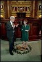 Laura Bush is given a tour of the reading room of the Library of Congress by Dr. James Billington Washington, D.C. April 3, 2001. White House photo by Eric Draper.