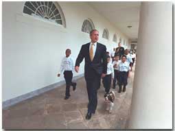 President Bush Takes Students from Cleveland Elementary School on a Tour at the White House