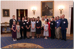 President George W. Bush meets winners of the President's Youth Environmental Awards in the White House Tuesday, April 24, 2001. WHITE HOUSE PHOTO BY PAUL MORSE