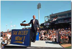 President Bush Speaks at Zephyr Field in New Orleans, Louisiana. White House photo by Paul Morse.