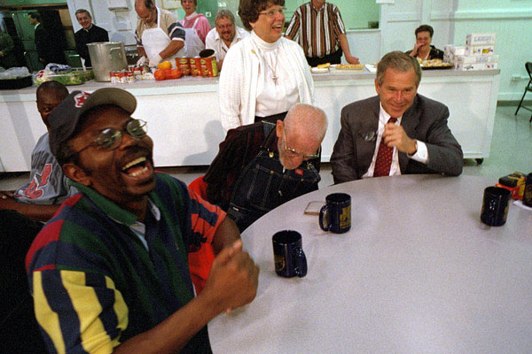 President George W. Bush visits the St. Augustine Parish Hunger Center in Cleveland Thursday, May 24. WHITE HOUSE PHOTO BY PAUL MORSE