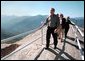 President George W. Bush tours Moro Rock in the Sequoia National Park during his trip to California, Wednesday, May 30. White House photo by Paul Morse