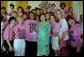 Mrs. Bush is surrounded by breast cancer survivors during a Race for the Cure event held at the White House June 1, 2001. White House photo by Susan Sterner.