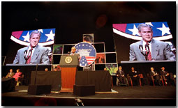 President Bush speaks to the 21st Century Workforce Summit at the MCI Center in Washington, D.C., Wednesday June 20. White House photo by Paul Morse