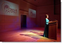 Laura Bush addresses the first annual National Book Festival Gala at the Library of Congress Sept.7, 2001 in Washington, D.C.  White House photo by Paul Morse