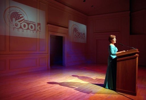 Laura Bush addresses the first annual National Book Festival Gala at the Library of Congress Sept.7, 2001 in Washington, D.C. White House photo by Paul Morse.