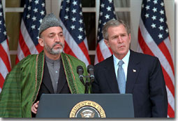 "Chairman Karzai, I reaffirm to you today that the United States will continue to be a friend to the Afghan people in all the challenges that lie ahead," said the President in his remarks during their joint press conference. White House photo by Paul Morse.