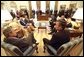 President George W. Bush meets with Florida Governor Jeb Bush to discuss actions that their two administrations are taking to protect Florida's environment in the Oval Office Wednesday, May 29. White House photo by Tina Hager.