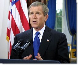 President George W. Bush address the nation from the White House on his intention to create a cabinet level position for Office of Homeland Security on Thursday June 6, 2002. White House photo by Paul Morse.