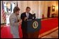 President George W. Bush prepares for his Thursday night speech about the Department of Homeland Security with Karen Hughes, Counselor to the President, at the White House Thursday afternoon, June 6, 2002. White House photo by Eric Draper