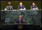 President George W. Bush addresses the United Nations General Assembly in New York City on the issues concerning Iraq Thursday, September 12. White House photo by Paul Morse.