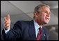 President George W. Bush discusses education at Read-Patillo Elementary School in New Smyrna Beach, Fla., Thursday, Oct. 17. White House photo by Eric Draper.