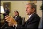 President George W. Bush and NATO Secretary General Lord Robertson hold a joint press conference in the Oval Office Monday, Oct. 21. 